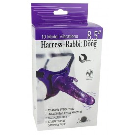 Телесный страпон 10 Mode Vibrations 8.5" Harness Rabbit Dong - 19 см.
